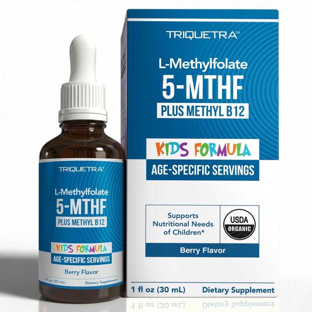 Organic Kids Methylfolate + Methyl B12 Cofactor - Organic Berry Flavor, Sublingual Form - 5-MTHF Form, Superior Form of Folate - Ρυθμιζόμενη Δοσολογία για όλες τις ηλικίες - Mood, Behavior, Cognition - 1 oz.
