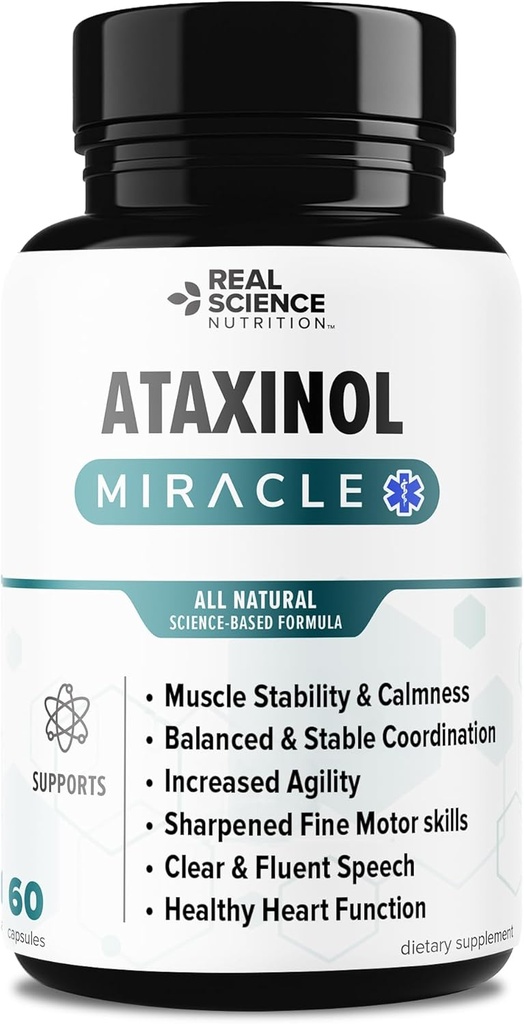 Προσφέρει Ataxinol Miracle for Ataxia Relief, Μύες Tremors, μειωμένη Ισορροπία, μείωση Συντονισμού, Απώλεια των λεπτών Motor Skills, υδαρής ομιλία και καρδιακά προβλήματα.