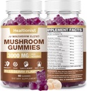 3000MG Mushroom Complex Gummies 10 Blend - Lion's Mane Gummies for Adults, Cordyceps, Shiitake, Reishi, Chaga, - Εγκεφαλική, Ανοσοποιητική Υποστήριξη & Άγχος Ανακούφιση, Ενέργεια, Συμπλήρωμα Μανιταριών για Άνδρες & Γυναίκες 60ct