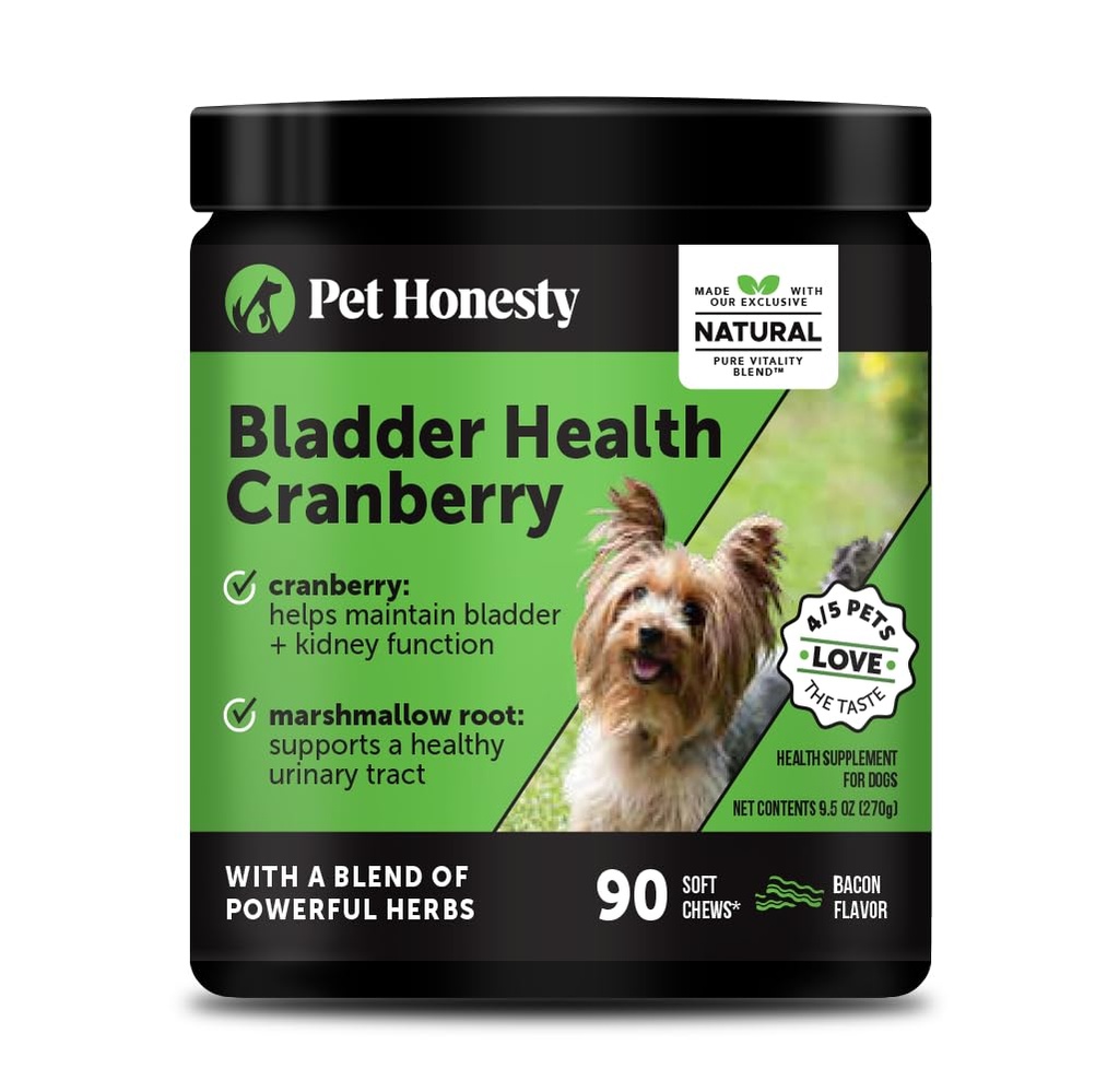 Cranberry Bladder Υγεία για σκύλους – Περιέχει ενεργά συστατικά - Cranberry & D-Mannose για να βοηθήσει την υποστήριξη της υγείας ούρων σκύλου, σκυλόψαρο υποστήριξη, & υποστήριξη νεφρών για σκύλους (Bacon)