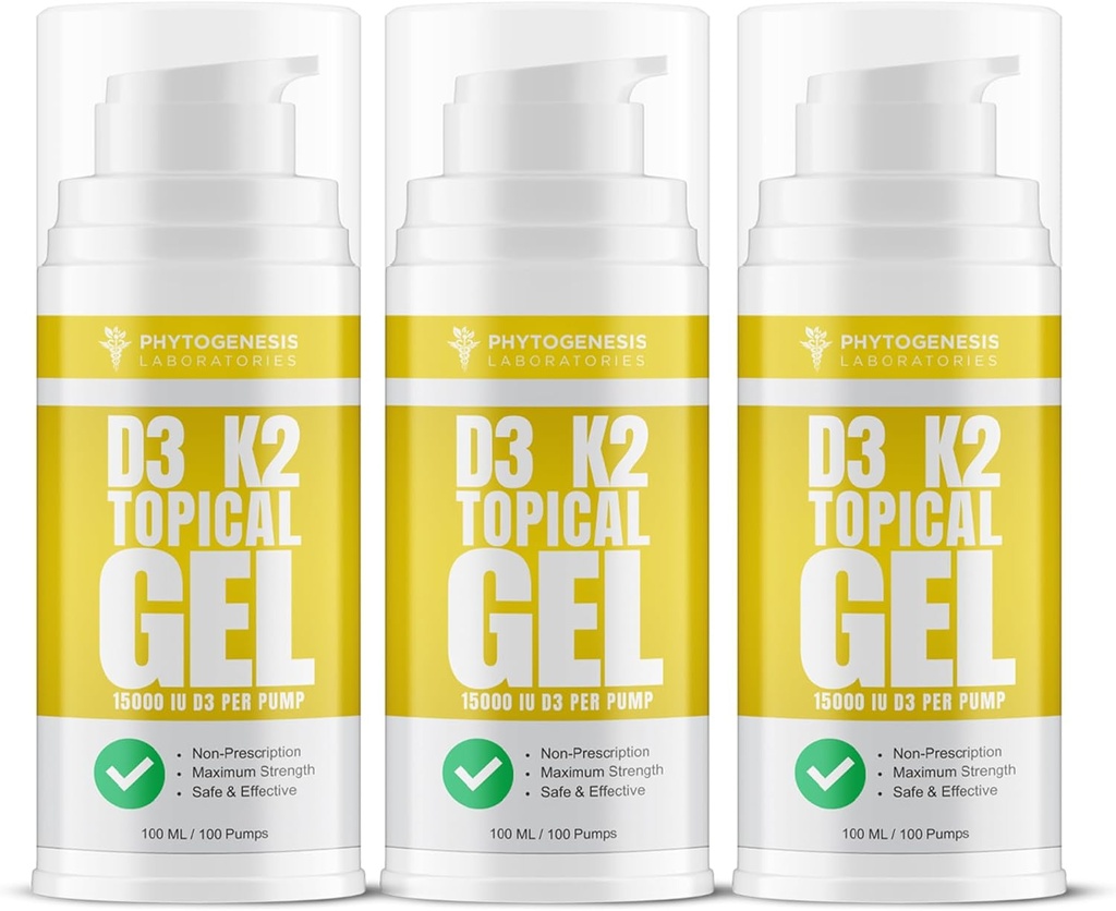 Βιταμίνη D3 K2 Μέγιστη Δύναμη Topical Gel - 15000+ IU ανά αντλία - Ηλιαχτίδα Βιταμίνη - Υποστηρίζει την υγεία των οστών και των αρθρώσεων, ανοσοποιητική υποστήριξη - Ένα μήνα προσφοράς
