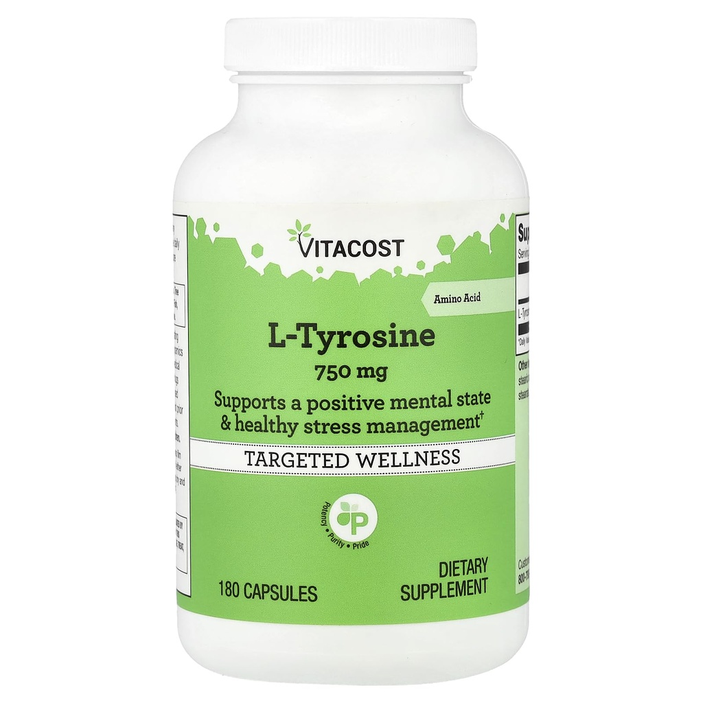 Vitacost L- Τυροσίνη - 750 mg - 180 Καψάκια
