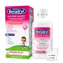 Benadryl Παιδική Βαφή-ελεύθερος Αλλεργία Relief Liquid, Αλλεργική Ιατρική για Παιδιά, 12, 5 mg Διφαινυδραμίνη HCl Αντιισταμινικό, Ανακουφίζει Runny μύτη & Φτάρνισμα, Paraben-free, Bubble Gum Flavor, 8 fl.