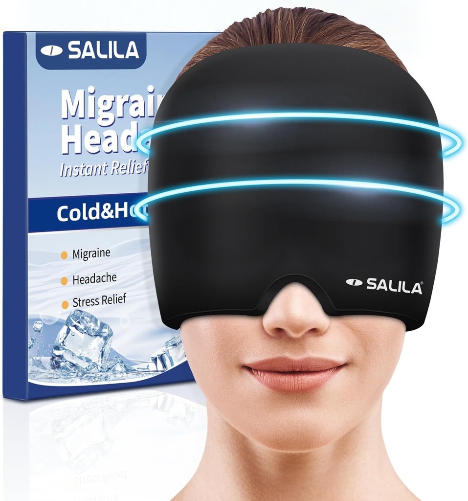 SALILA Ημικρανία Relief Cap - Advanced Cooling Gel Παγωτό πακέτο, Odorless Κεφαλαλγία Καπέλο, Ένα μέγεθος ταιριάζει όλα, κρύο & ζεστό θεραπεία για τον κόλπο, ένταση, άγχος ανακούφιση - στιγμιαίο πονοκέφαλο καταπραϋντικό