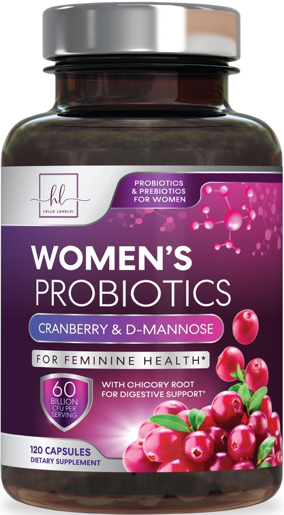 Probiotics for Women Digestive Health Support - 60 δισεκατομμύρια CFU Γυναικεία προβιοτικά, 16 στεφάνες, για ισορροπία pH, Κολπική υποστήριξη με Cranberry για την υγεία των ούρων, ουρική και ανοσοποιητική υποστήριξη - 120 κάψουλες