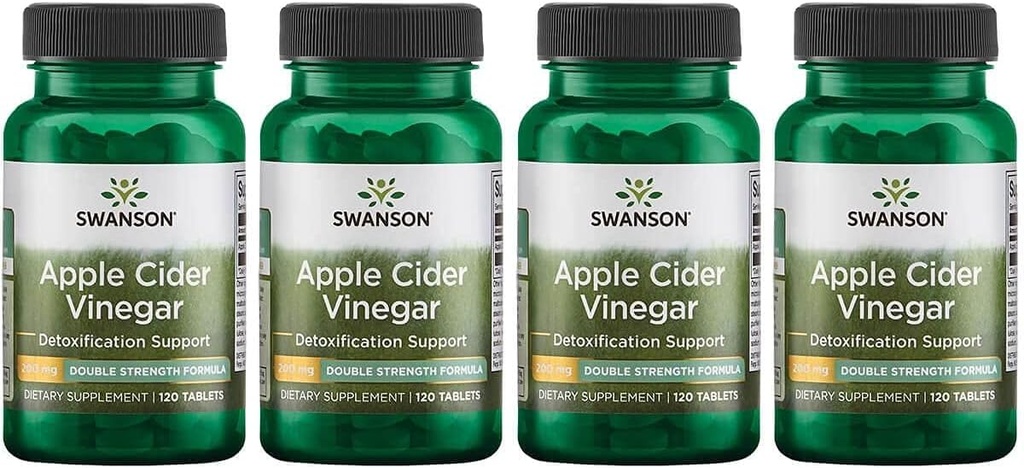 Swanson Apple Cider Ξίδι - Διπλή Δύναμη 200 mg 120 Tabs 4 Συσκευασία