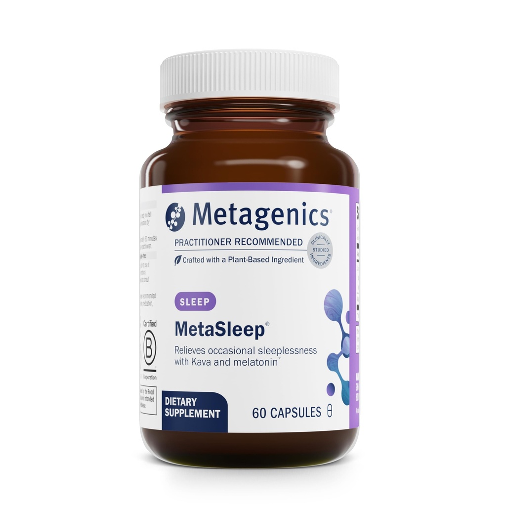 Metagenics MetaSleep - Dual-Phase Melatonin Sleep Supplement - with Kava Root for Relaxation & Calmness* - Sustained-Release Formula to Support Restful Sleep* - Non-GMO, Gluten-Free - 60 Capsules