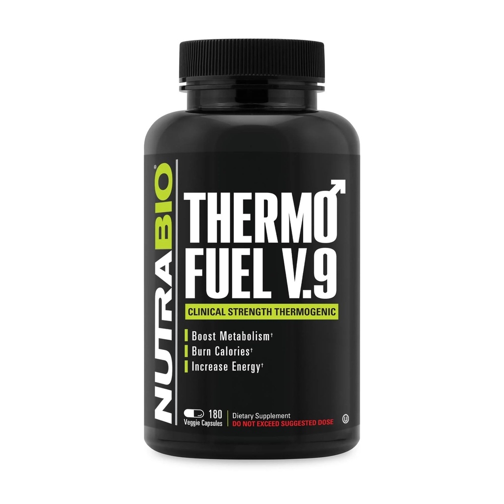 NutraBio ThermoFuel V.9 για άνδρες και γυναίκες- Αναμνηστικό μεταβολισμού και όρεξη Καταπιεστική- Θερμογόνος καύση λίπους-180 κάψουλες