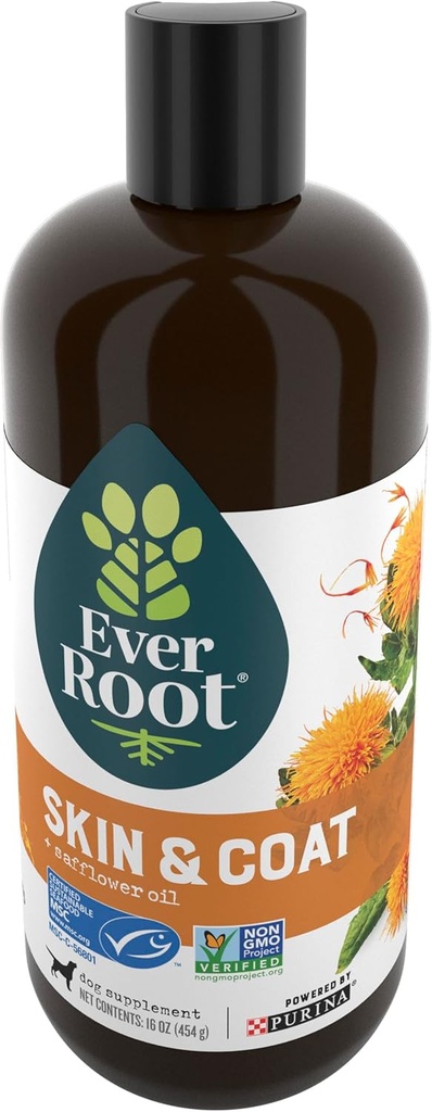 EverRoot Dog Skin Care Dog Συμπληρώματα από Purina, Skin and Coat for Dogs Oil with Safflower Oil - 16 oz. Φιάλη