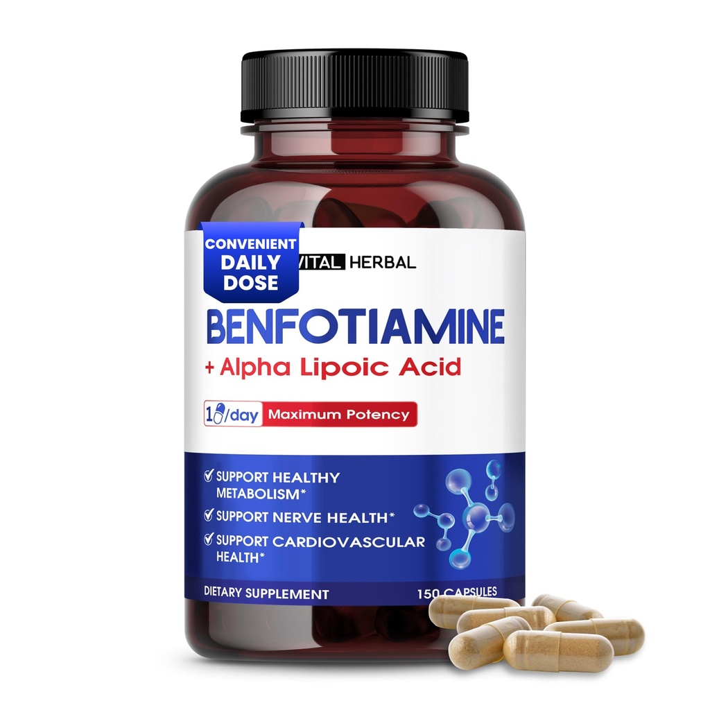 VITAL HERBAL Λιποσωμική Μπενφοτιαμίνη με Alpha Lipoic Acid - Μέγιστη ισχύς- Υποστήριξη Υγιής Μεταβολισμός - Κατασκευάζεται στις ΗΠΑ