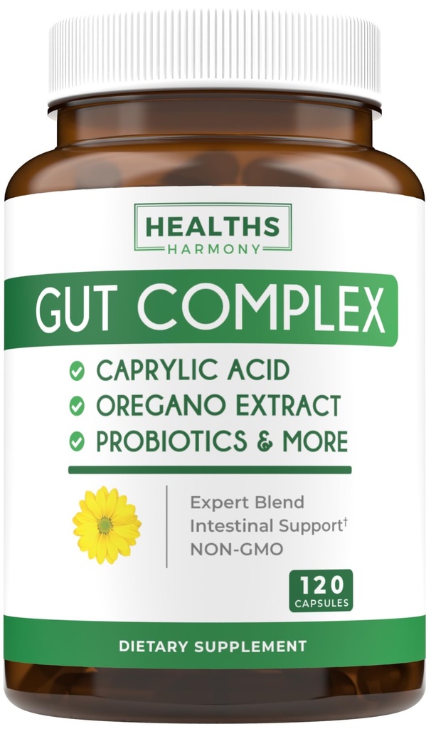 Υποστηρίξτε Candida (120 κάψουλες) - Caprylic Acid, Oregano Oil & Probiotics Βοήθεια Διατήρηση ήδη κανονικά επίπεδα της ζύμης και Candida - Χορτοφαγικά, μη ΓΤΟ συμπλήρωμα εντερικής - Καθαρίστε τα εντόσθια (όχι χάπια)