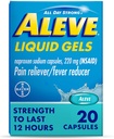 Aleve Pain Reliever & Fever Reducer Liquid Gels, Νάπροξεν Νάτριο, Ανακουφιστικό Πόνος, 20 Count
