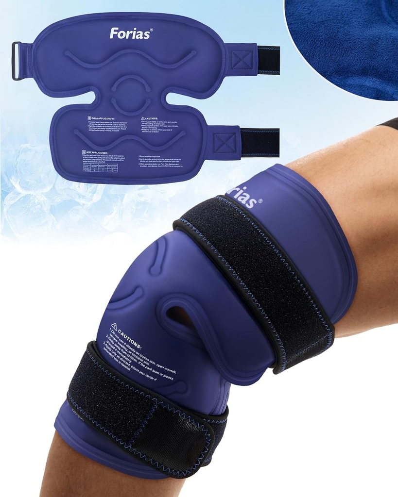 Forias 14.4" Παγωμένο Πακέτο για ανακούφιση από τον πόνο στα γόνατα, επαναχρησιμοποιήσιμο παγωτοπακέτο Gel για τραυματισμούς, Χειρουργική αντικατάσταση γονάτων, Οίδημα, Αρθρίτιδα, Δάκρυ Μηνίσκου, και ACL, Μπλε