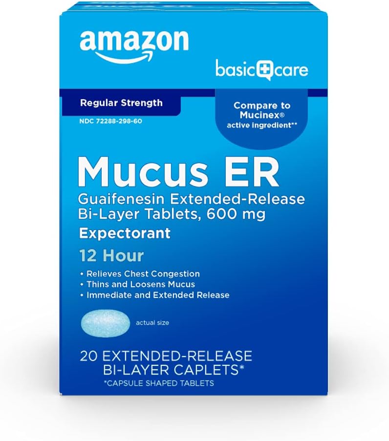 Βασική Φροντίδα Guaifenesin Βήχας και Mucus Relief Extended- Release Tablets, 600 mg, 12 Hour Reventorant, 20 Count