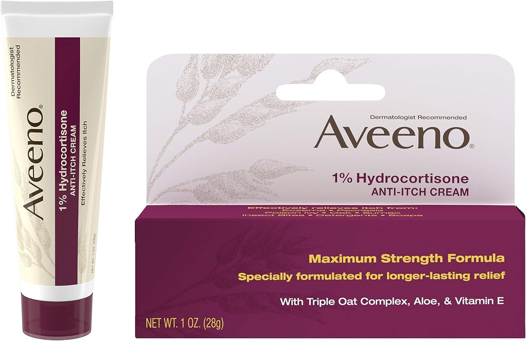 Aveeno 1% Hydrocortisone Anti Itch Cream, μέγιστη αντοχή