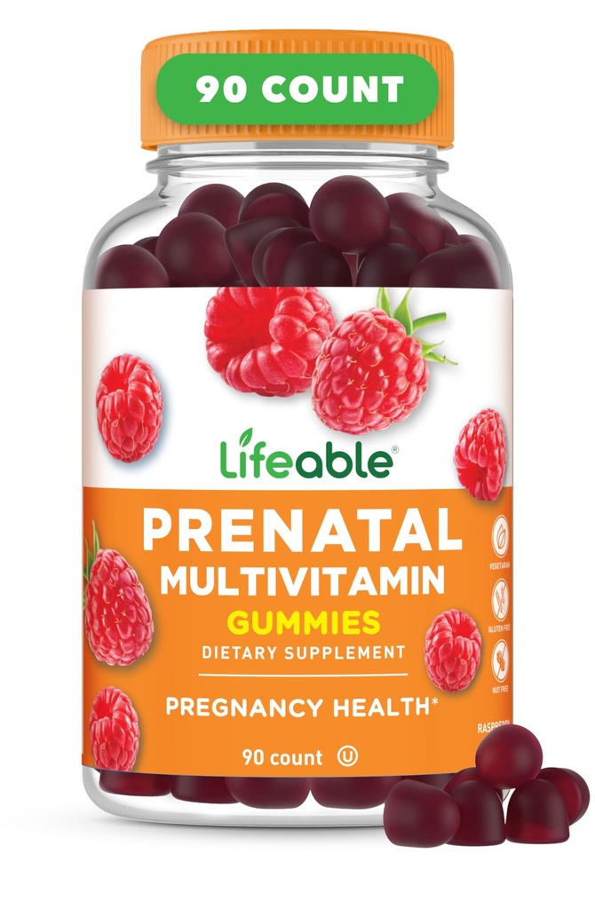 Lifeable Prenatal Multivitamin Gummies for Women | Iron, Choline & Folic Acid | Prenatal Vitamins for Pregnancy Support | Vegetarian, Non-GMO | Berry Flavor | 90 Gummies