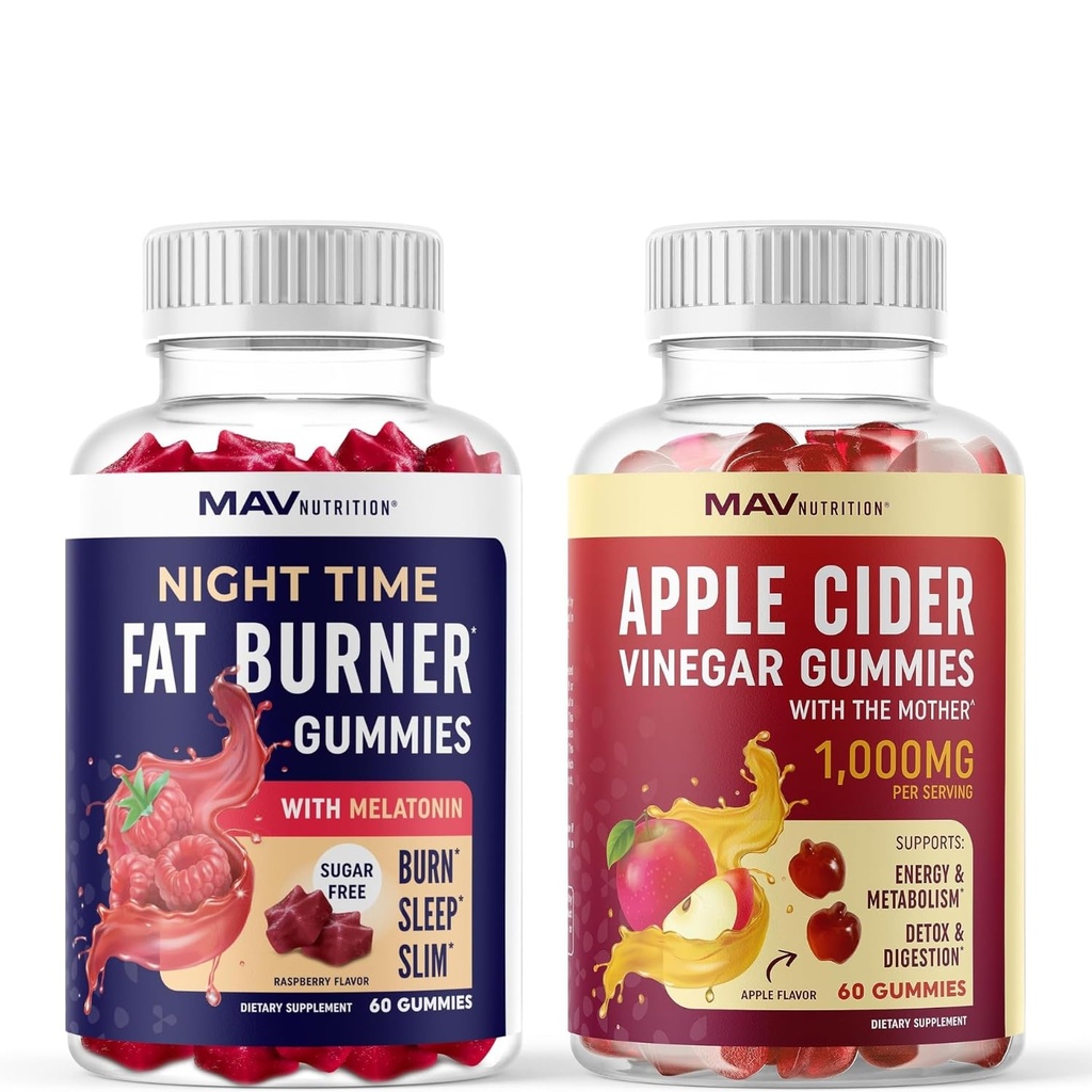 MAV NUTRITION Night Time Fat Burner Gummies και Apple Cinegar Gummies 