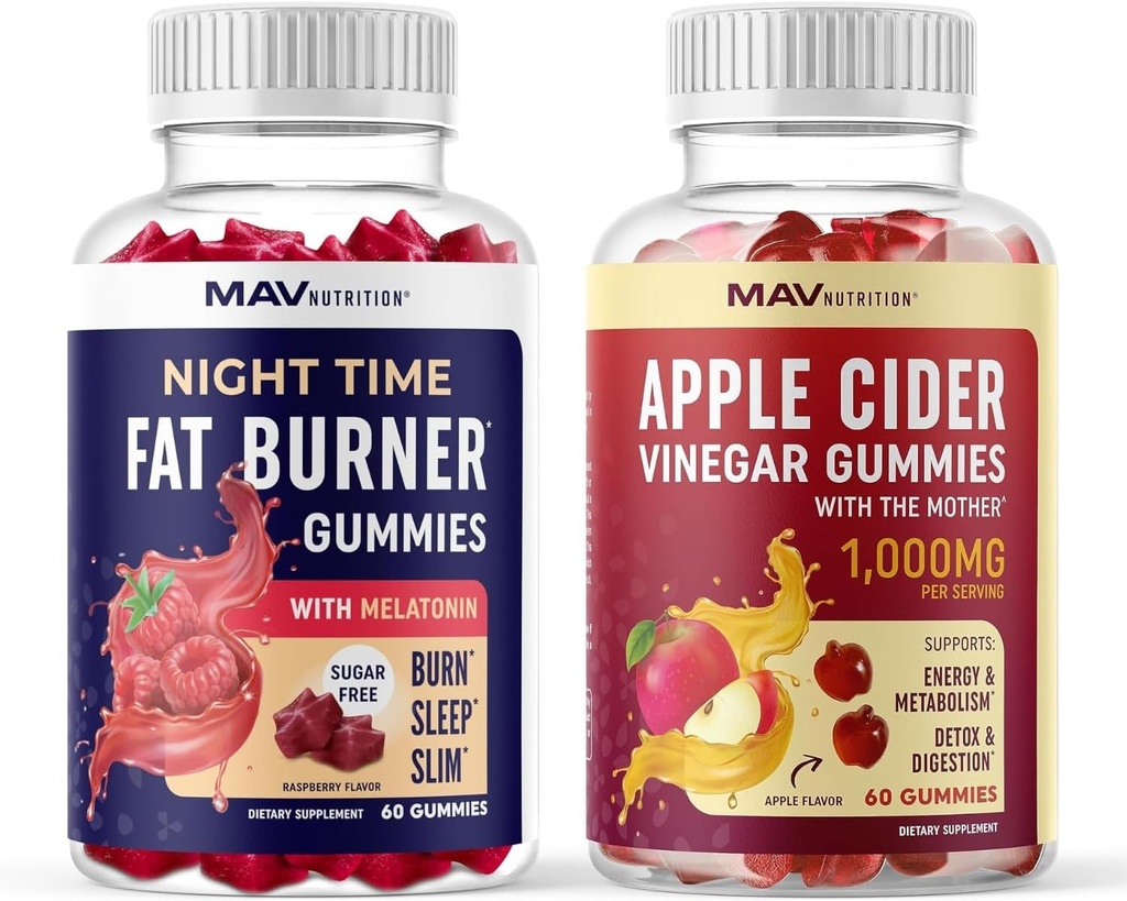 MAV NUTRITION Night Time Fat Burner Gummies και Apple Cinegar Gummies 