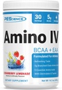 PEScience Amino IV BCAA & EAA Powder, Essential Amino Acids, Taurine, Electrolytes for Hydration and Muscle Recovery, Sugar Free for Men & Women, Post Workout - Strawberry Lemonade - 30 Servings