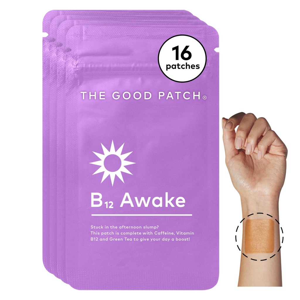 The Good Patch B12 Ξύπνα Patch, Natural Patch with Caffeine, B12, and Green Tea Extract, Plant Powered Wearable Wellness, Βοηθά στην προώθηση της ενέργειας (16 Total Patches)