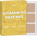 D3 Patches (Pack of 60) - 100% φυσικό D Patch για γυναίκες και άνδρες - με ασβέστιο, μαγνήσιο, K2 - ανοσοποιητική & υποστήριξη σώματος - Ενισχυμένη Φόρμουλα