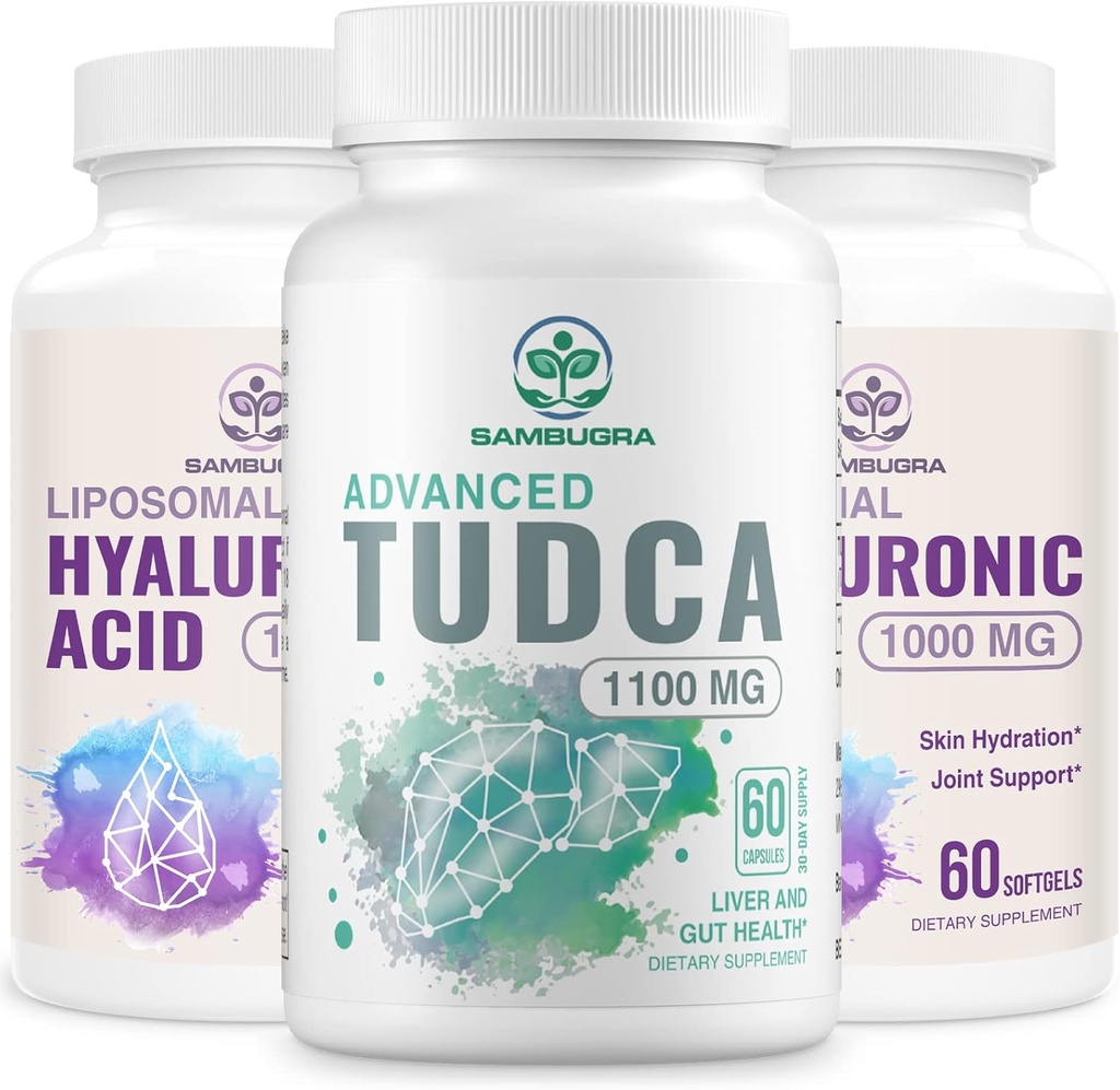 Συμπληρώματα ήπατος TUDCA 1100mg και λιποσωματικά συμπληρώματα υαλουρονικού οξέος 1000mg, συμπλήρωμα υψηλής βιοδιαθεσιμότητας (πακέτο των 3)