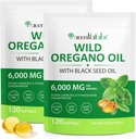Λάδι Orγανης Softgels 6000mg 2 Pack, 2 in 1 Formulated with Black Seed Oil 120 Count, Organo Oil Caps Organic, Gluten Free Oil of Oregano Softgels, Non-GMO & Immune Support