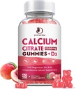 Ασβέστιο Citrate 1200mg με βιταμίνη D3 Gummies, Ασβέστιο Gummies με βιταμίνη D3 για γυναίκες & άνδρες, Καλ Μαγνήσιο Ψευδάργυρος για τους μυς των οστών Υγιής- Φυσικό Λευκό Ροδάκινο Γεύση - 30 ημέρες προσφοράς