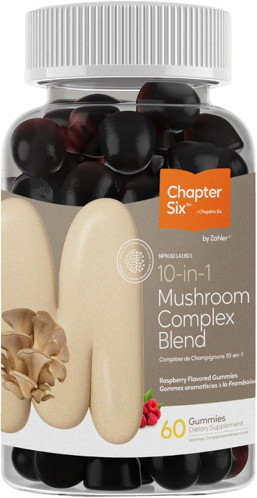 Zahler Κεφάλαιο Έξι 10 σε 1 Mushroom Complex Blend, Raspberry Flavored 60 Count.