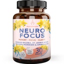 Brain Booster Gingko Biloba Supplement - Nootropics for Mind, Focus, Memory, Clarity with Bacopa Monnieri, St. Johns Wort - 30 κάψουλες τροφίμων εγκεφάλου
