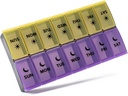 Big Pill Organizer 2 φορές την ημέρα, Weekly Pill Case, AM Pill Box, Day Night Pill Container 7 Day, Vitamin Case Medicine Dispenser Δύο φορές την ημέρα (Κίτρινο & Μωβ)