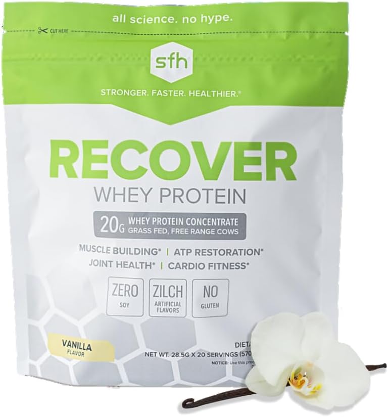 SFH Recover Whey Protein Powder (Vanilla) Great Tasting Grass Fed Whey for Post Workout 
