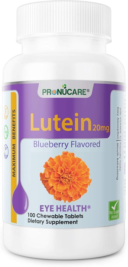 Lutein Esters 20mg Μασώμενα δισκία για την υγεία των ματιών - Γαλάζια προστασία του φωτός, ψηφιακή ανακούφιση των ματιών, αντιοξειδωτική υποστήριξη - άρωμα βατόμουρο, χωρίς γλουτένη, μη GMO, 100 μέτρα