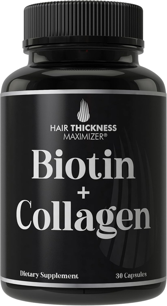 Biotin και Collagen συμπλήρωμα – 10.000mcg Biotin + Bovine Collagen για τα μαλλιά Thinning & Brittle. Σύνθετο 2-σε-1 σύμπλοκο βιταμίνης. Υποστηρίζει Thicker, Υγιέστερη ανάπτυξη μαλλιών για τις γυναίκες, άνδρες