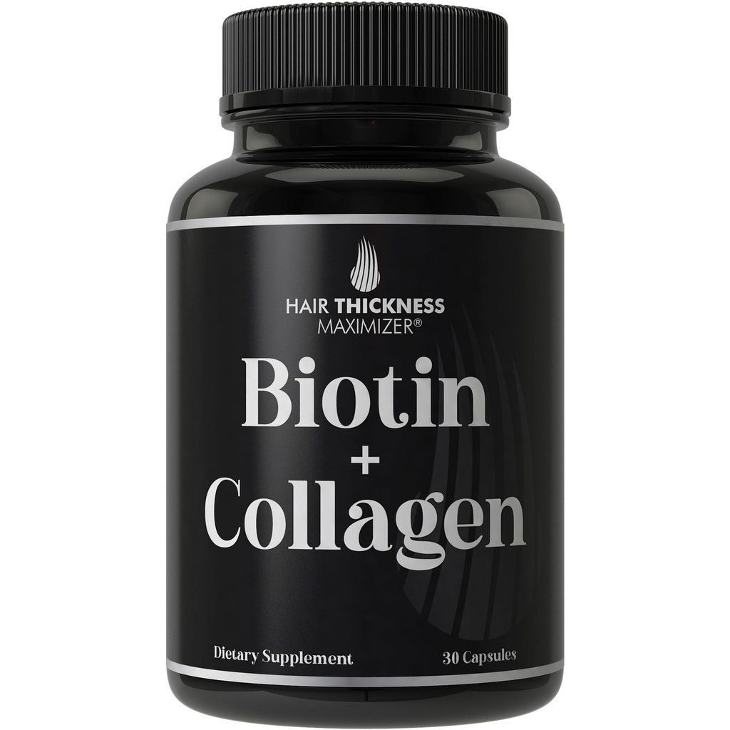 Biotin και Collagen συμπλήρωμα – 10.000mcg Biotin + Bovine Collagen για τα μαλλιά Thinning & Brittle. Σύνθετο 2-σε-1 σύμπλοκο βιταμίνης. Υποστηρίζει Thicker, Υγιέστερη ανάπτυξη μαλλιών για τις γυναίκες, άνδρες