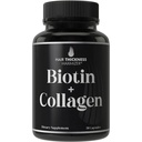 Biotin και Collagen συμπλήρωμα – 10.000mcg Biotin + Bovine Collagen για τα μαλλιά Thinning & Brittle. Σύνθετο 2-σε-1 σύμπλοκο βιταμίνης. Υποστηρίζει Thicker, Υγιέστερη ανάπτυξη μαλλιών για τις γυναίκες, άνδρες