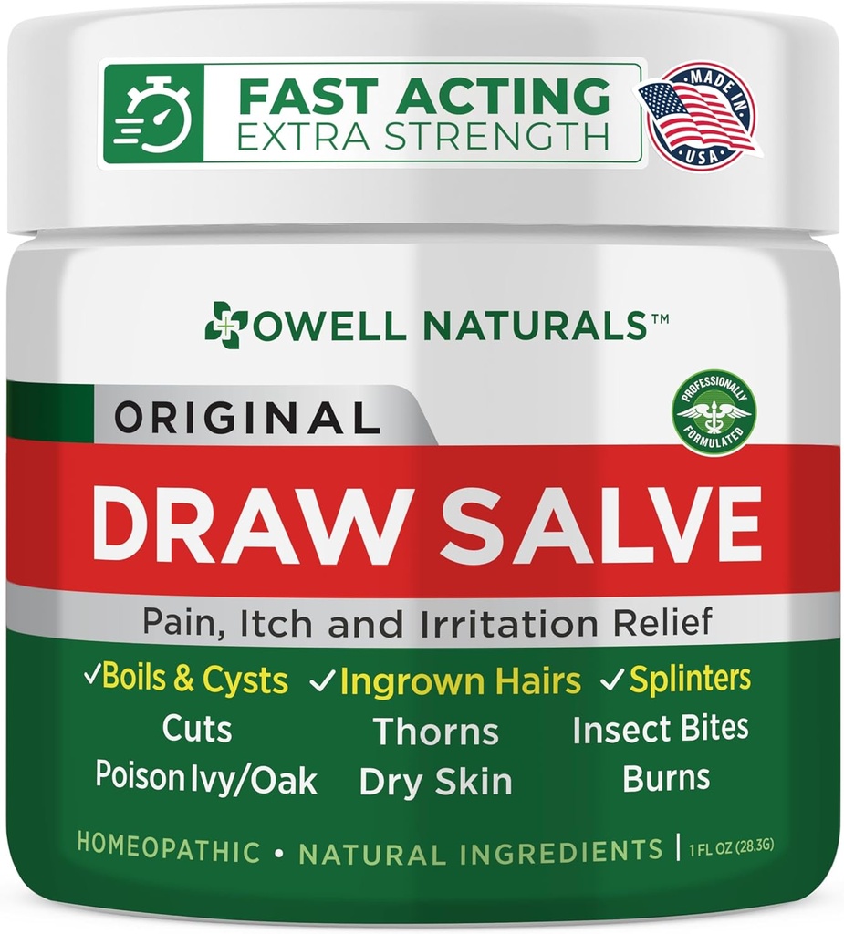 OWELL Naturals Ζωγραφίζοντας Salve Ointment για την αφαίρεση βράχων & κύστεων, βαθιά ενσωματωμένα μαλλιά, Splinter Remover, Bug Spider Bites, Bee Sting, Mosquito Iching, Poison Ivy