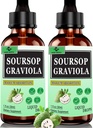 (2 Pack) Βιολογικές σταγόνες υγρού Soursop, 2000mg εκχύλισμα φύλλων Soursop Graviola για ανοσοποιητική, πεπτική υποστήριξη & αντιοξειδωτικό, Vegan Soursop Bitters Υγρό για γυναίκες άνδρες