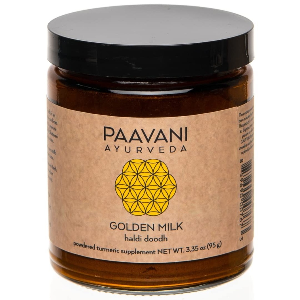 PAAVANI Ayurveda Golden Milk - Κατασκευασμένο στις ΗΠΑ - Ayurvedic Turmeric & Ashwagandha Blend - σε σκόνη συμπλήρωμα - Haldi Doodh - 100% Organic - 38 Σερβιέτες
