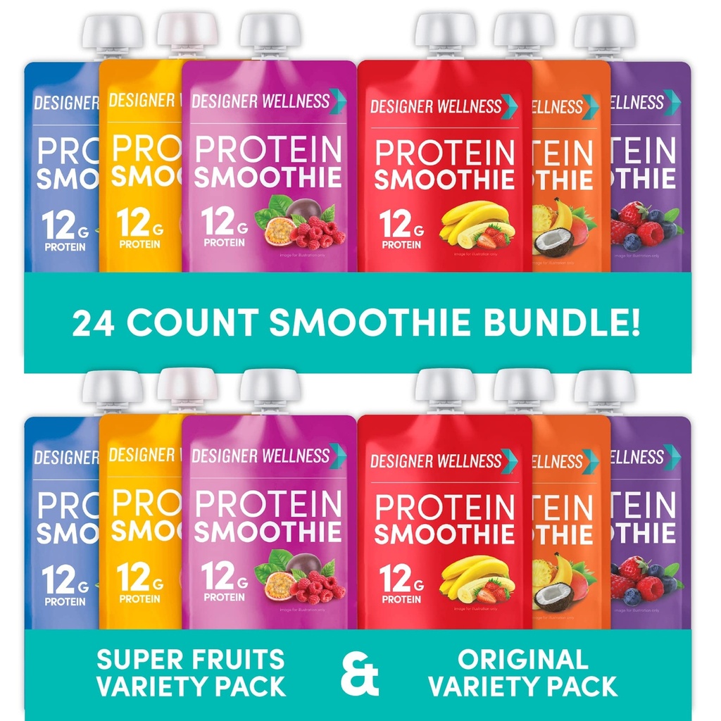 Σχεδιαστής Wellness Protein Smoothies Αρχικό πακέτο ποικιλιών & σούπερ πακέτο ποικιλιών φρούτων