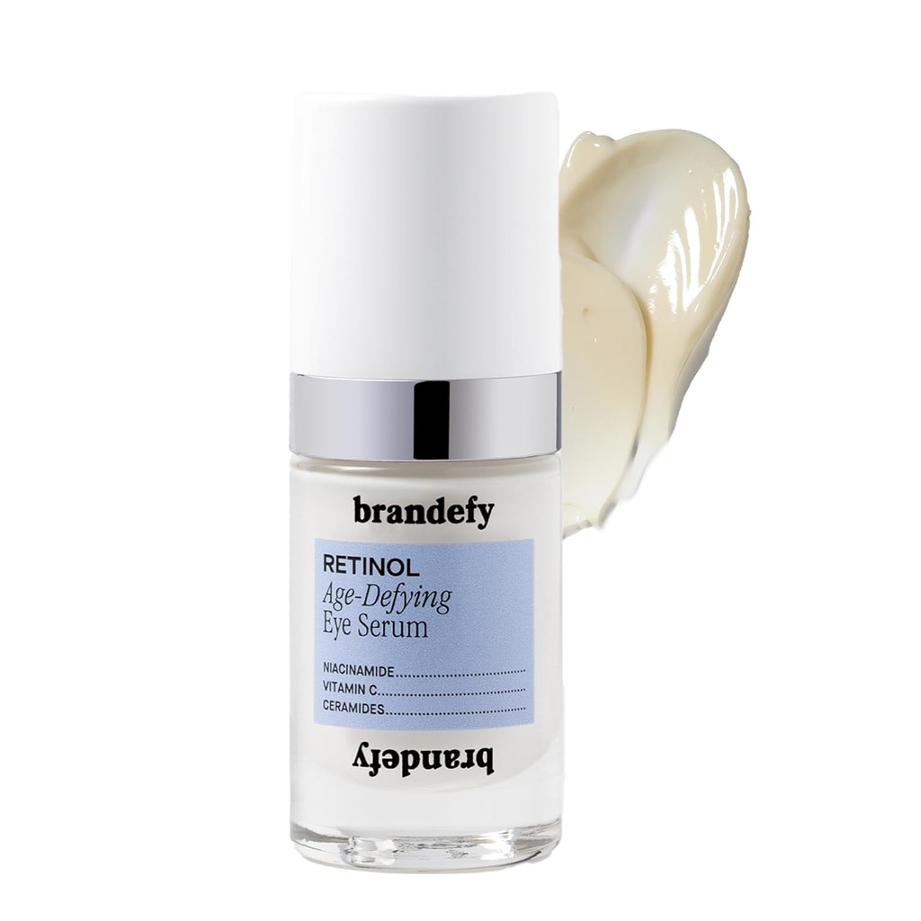 Brandefy Retinol + Niacinamide Anti-Ging Eye Serum - Under Eye Cream for Dark Circles and Wrinkles - Peptide, Caffeine, Vitamin C E E E E Κρέμα ματιών - Κατασκευάζεται στις ΗΠΑ (O.5 Oz)