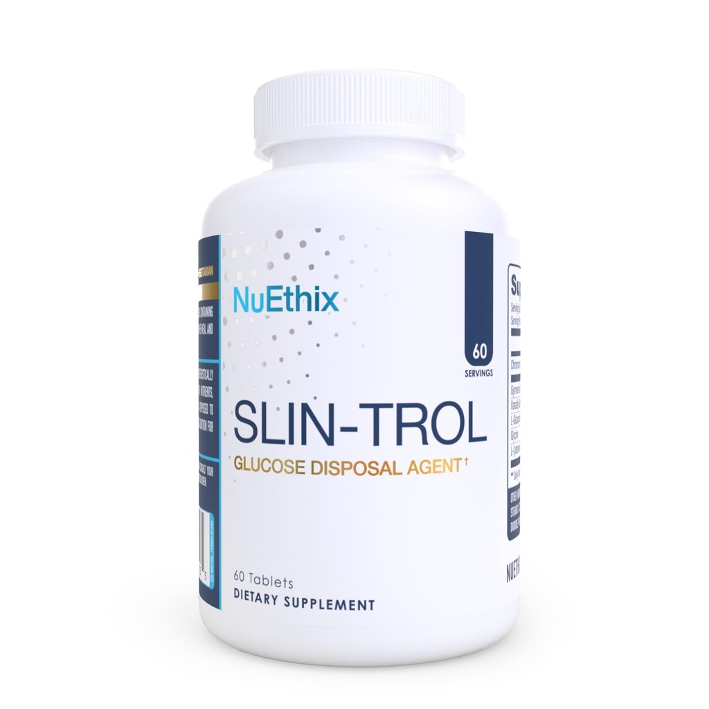 NuEthix Formulations SLIN-Trol, χάπια για άνδρες & γυναίκες, συμπλήρωμα κατάτμησης θρεπτικών συστατικών με πολυνικοτινικό χρώμιο, γλυκίνη, αποτελεσματική απορρόφηση υδατανθράκων, μη GMO, 60 υπηρεσίες