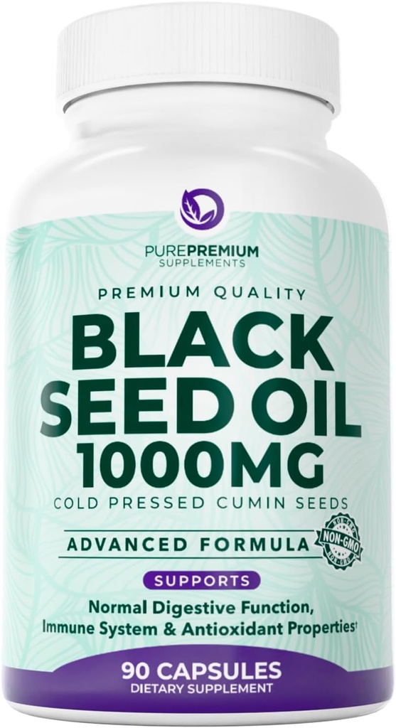 PurePremium Black Seed Oil 500mg - Βιολογικό Nigella Sativa Σπόροι, Cold Pressed Black Cumin Oil Extract - Συμπλήρωμα μαλλιών / δέρματος για άνδρες / γυναίκες πακέτο των 90 καψακίων