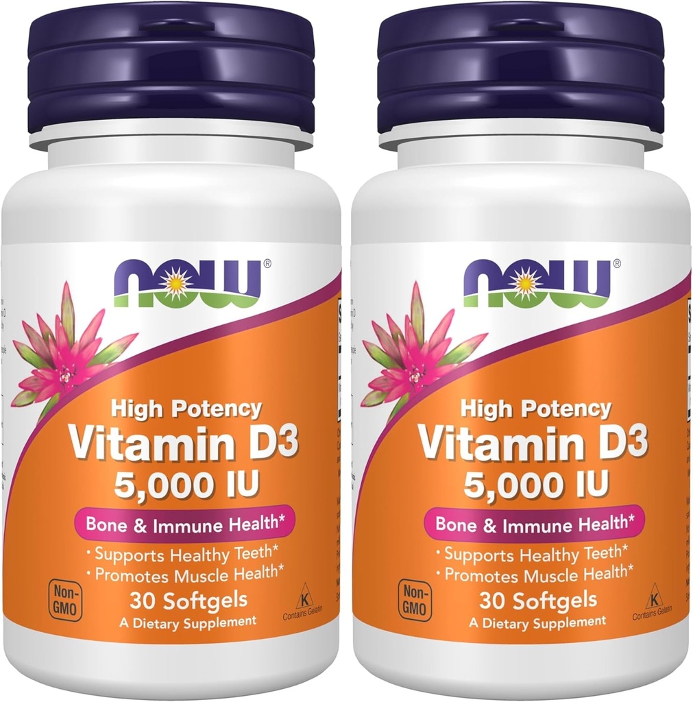 Τώρα βιταμίνη D-3 5000 IU - 30 Softgels (πακέτο των 2)