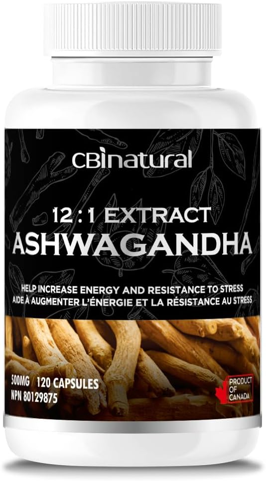 CBInatural Ashwagandha 12:1 Extract 500mg (6000 mg Ισοδύναμο) – Ενέργεια, Ζωτικότητα & Ανδρική Ευεξία Υποστήριξη – 120 Κάψουλες Vegan, 4-Month Supply
