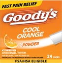 Κόνις ανακούφισης πόνου Goody's, επιπλέον δύναμη Πονοκέφαλος σκόνη δροσερό Πορτοκάλι, 24 ct (πακέτο του 1)