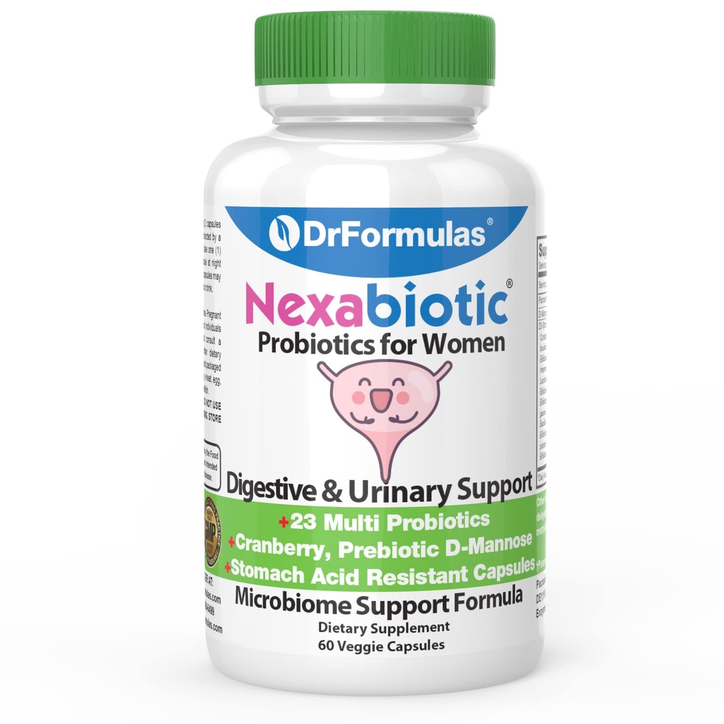 DrFormulas Cranberry Probiotics για τις γυναίκες Κολπική Υγεία & Ουρολοίμωξη με Fiber Prebiotic & D Mannose 