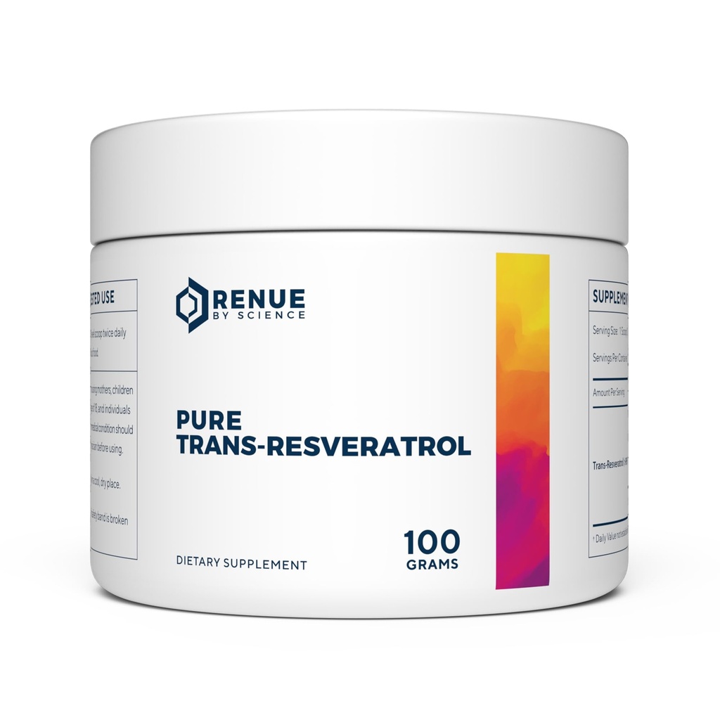 Renue By Science Resveratrol | High Strength Resveratrol Supplement | 100g Trans Resveratrol Powder | Reservatrol 200 Day Supply | Non-GMO & Allergen Free | Manufactured in the USA Third-Party Tested