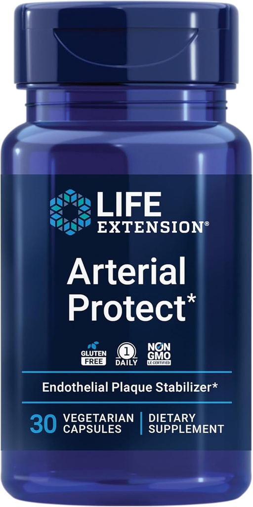 Life Extension Arterial Protect - Blood Pressure Supplement for Heart Health - with goutu kola and Pycnogenol Αποξηραμένα εκχυλίσματα Γαλλικού Maritime Pine Flood - Χωρίς γλουτένη, Μη ΓΤΟ, Χορτοφαγικά - 30 Κάψουλες