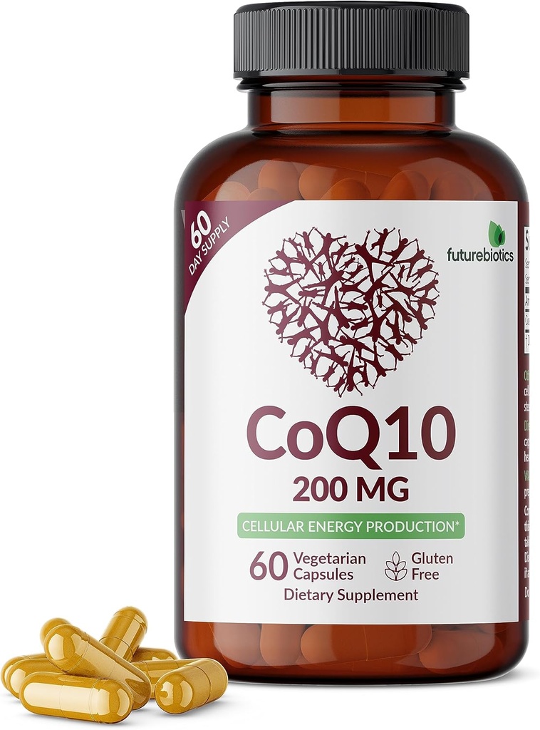 Μελλοντικά αντιβιοτικά CoQ10 200 MG Κυτταρική παραγωγή ενέργειας, 60 κάψουλες χορτοφάγων